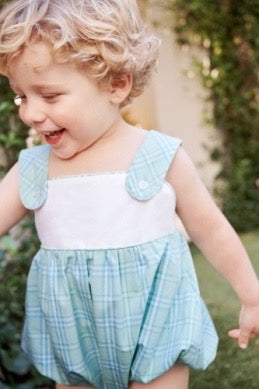 Bingham Bubble- Worth Ave White/Pelham Bay Plaid (Green)