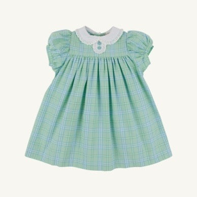 Mary Dal Dress- Pelham Bay Plaid (Green) / Worth Ave White