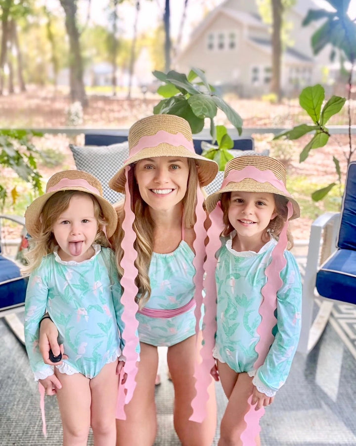 Harbor Hat- Pink Scalloped Ribbon (Youth)