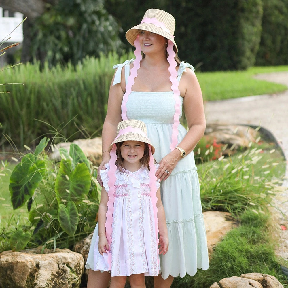 Harbor Hat- Pink Scalloped Ribbon (Youth)