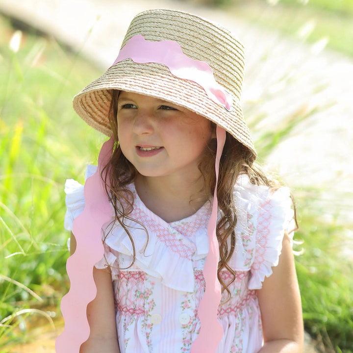 Harbor Hat- Pink Scalloped Ribbon (Youth)