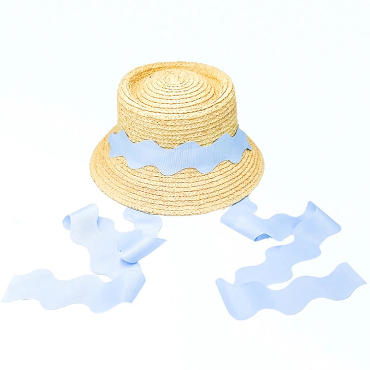 Harbor Hat- Blue Scalloped Ribbon (Youth)