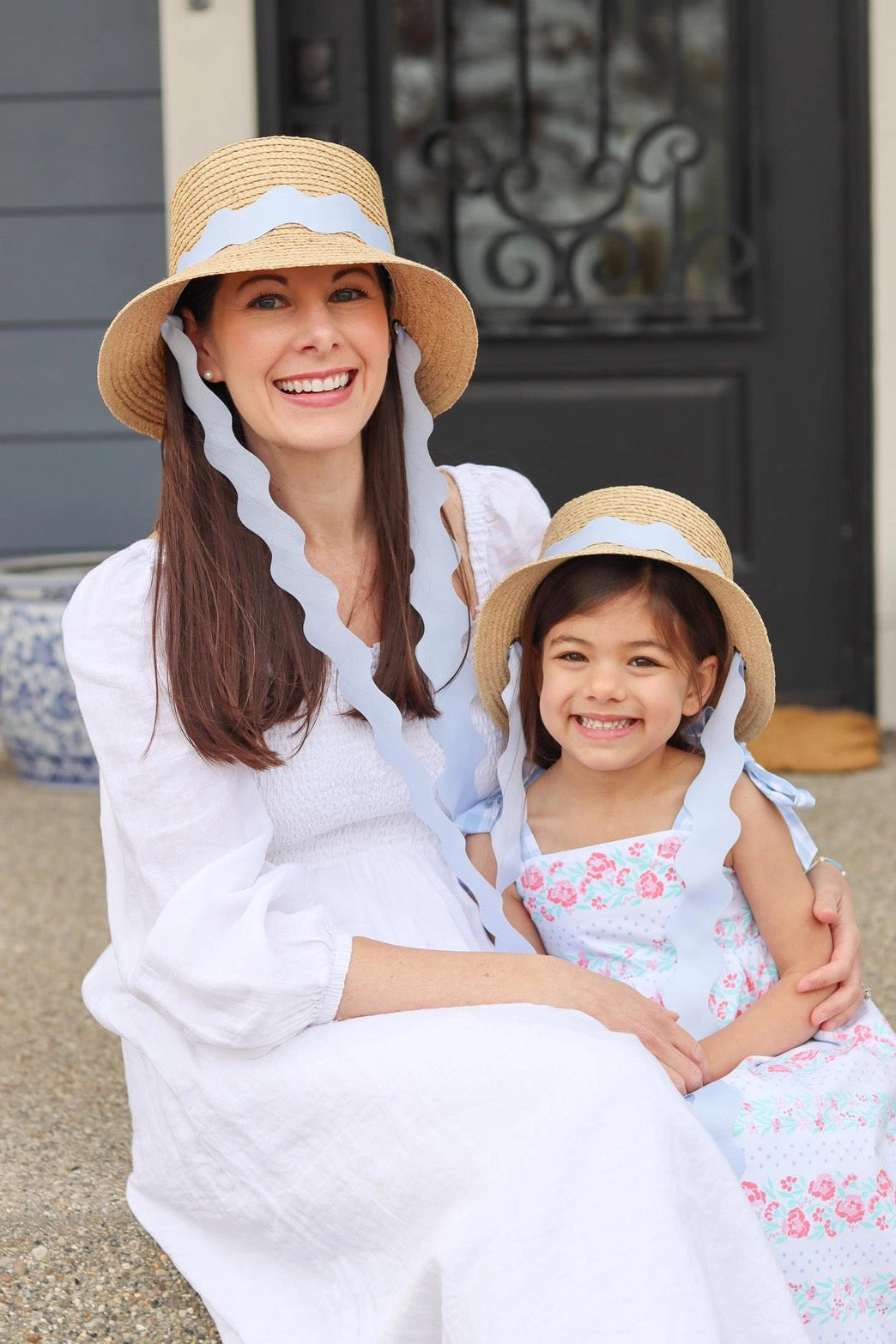 Harbor Hat- Blue Scalloped Ribbon (Youth)