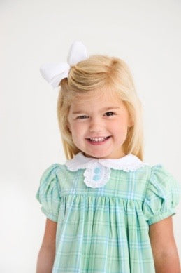 Mary Dal Dress- Pelham Bay Plaid (Green) / Worth Ave White