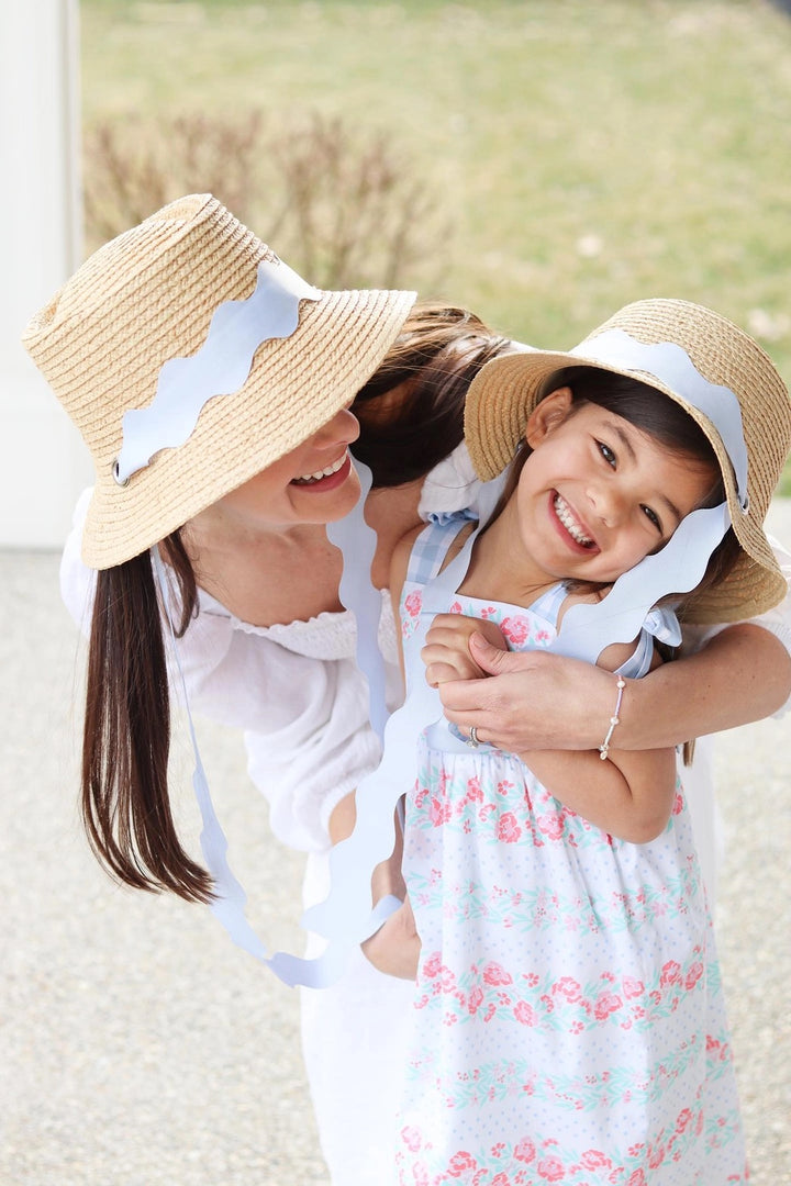 Harbor Hat- Blue Scalloped Ribbon (Youth)