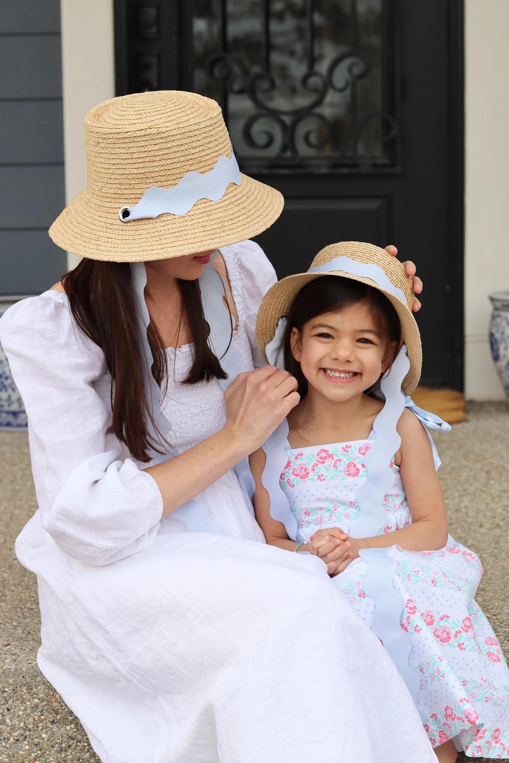 Harbor Hat- Blue Scalloped Ribbon (Youth)