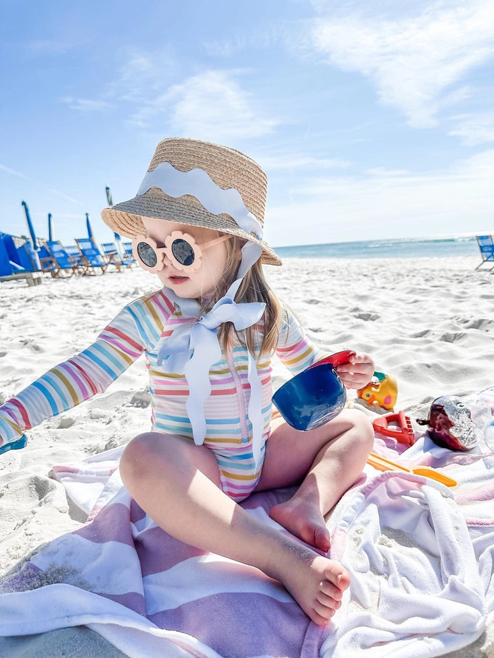 Harbor Hat- Blue Scalloped Ribbon (Youth)