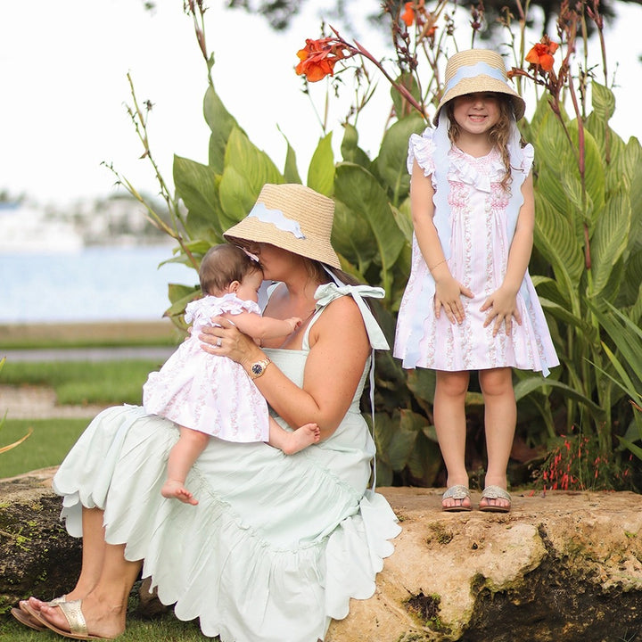 Harbor Hat- Blue Scalloped Ribbon (Youth)