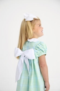 Mary Dal Dress- Pelham Bay Plaid (Green) / Worth Ave White