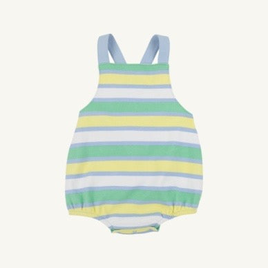 Stillman Sunsuit - Samford Stripe (Worth Avenue White) with Beale Street Blue