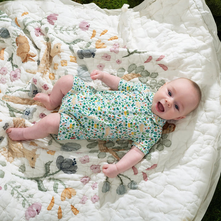 Bunny Garden Modal Magnetic Polo Short Romper