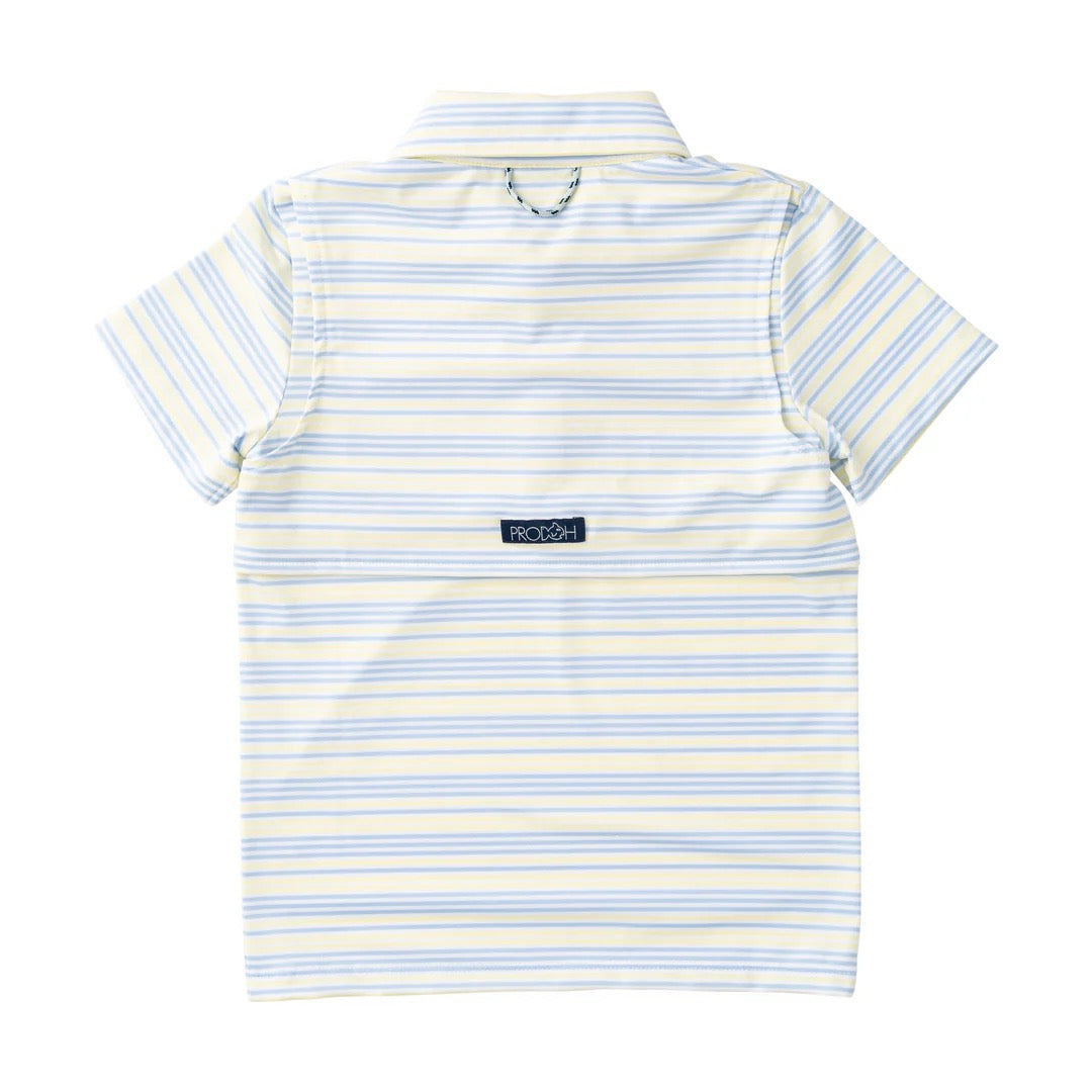 Boys' Yellow Striped Short Sleeve Pro Performance Polo