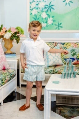 Sheffield Shorts- Tally Rd Ticking Stripe/Green