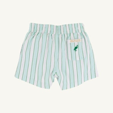 Sheffield Shorts- Tally Rd Ticking Stripe/Green