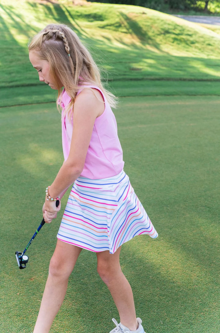 Girls' Orange Stripe Tennis Twirl Skort