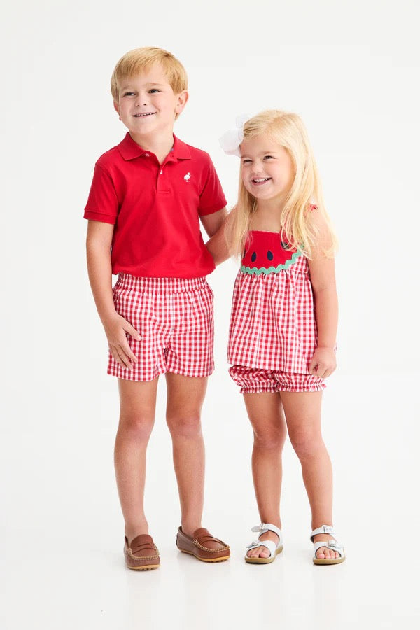 Sheffield Shorts- Richmond Red Gingham/Belhaven Blue