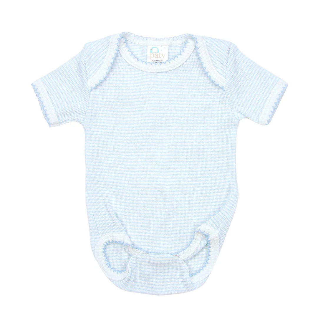 Paty Knit Short Sleeve Baby Bodysuit – Classic Lap Shoulder Onesie