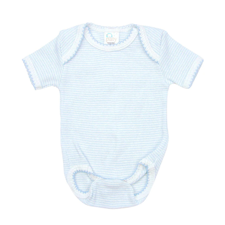 Paty Knit Short Sleeve Baby Bodysuit – Classic Lap Shoulder Onesie