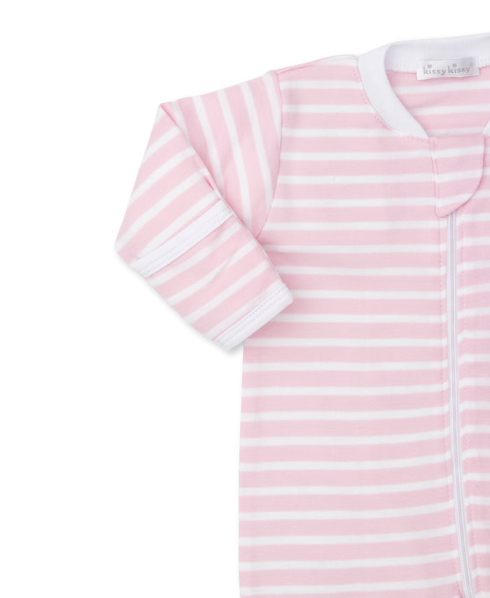 Team Stripes Pink Zip Footie