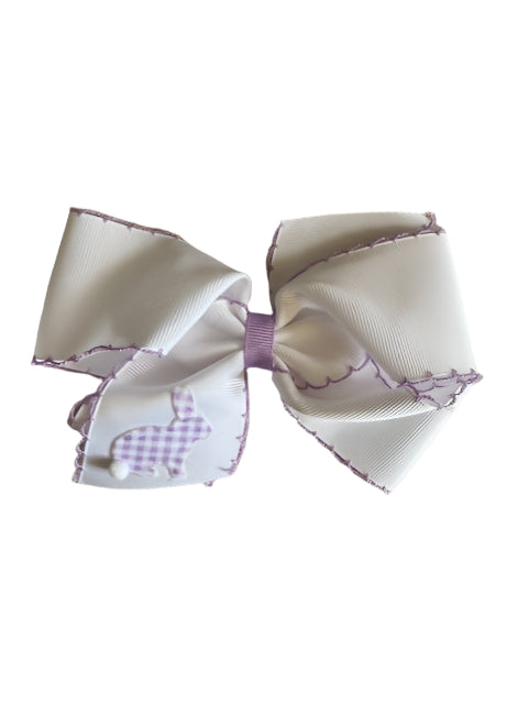 Grosgrain Bow with Moonstitch Edge and Printed Gingham Bunny