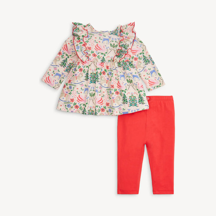 Magnetic Dress with Ruffles and Leggings Set- Sugar Plum Dreams
