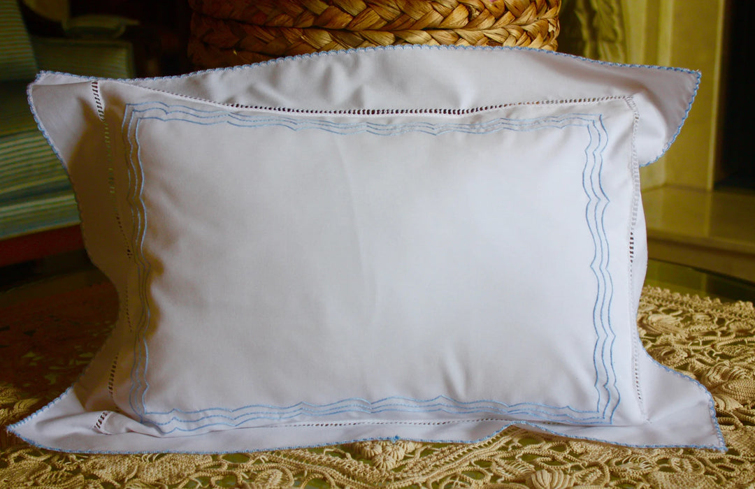 Blue Triple Curves Stitch Pillow Cover