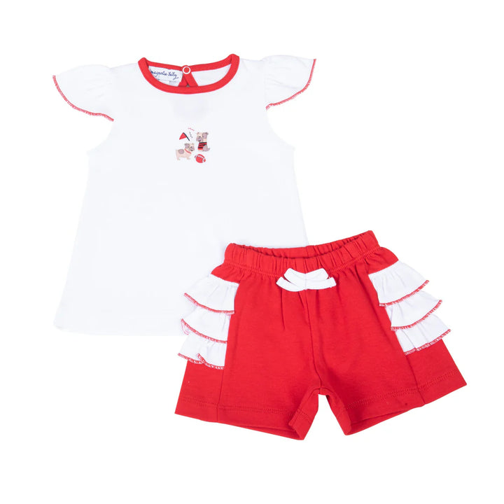 Bulldog Pride Embroidered Ruffle Flutters Short Set