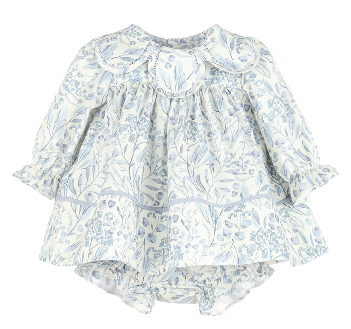 Eucalyptus Frost Petal Collar Dress- Blue