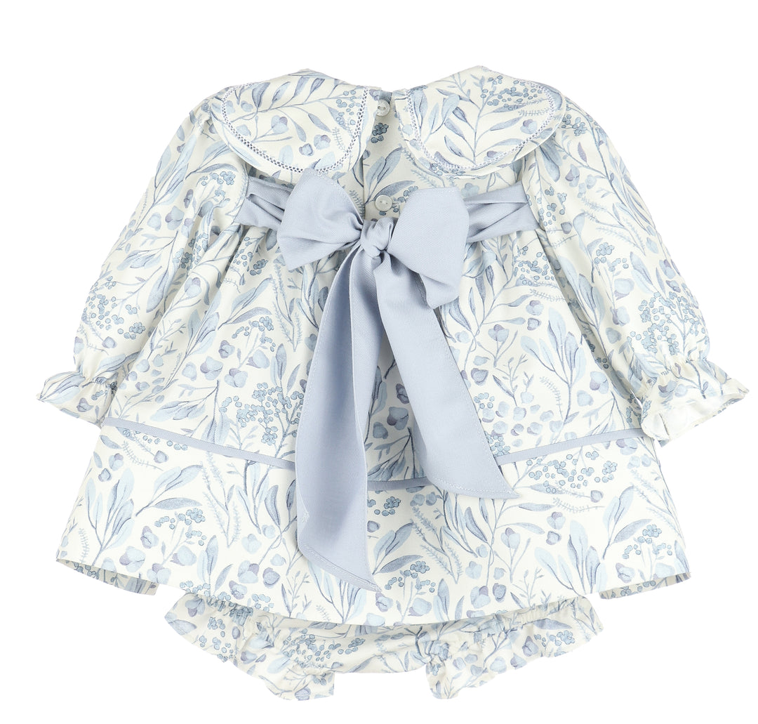 Eucalyptus Frost Petal Collar Dress- Blue