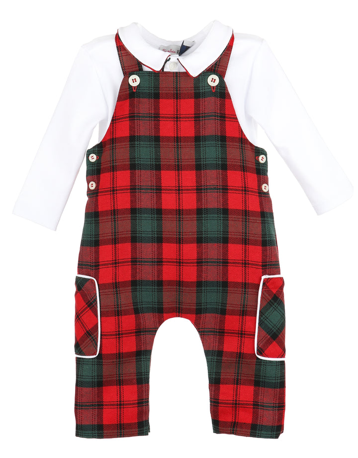 Tartan Tidings Overall Set- Red/Green