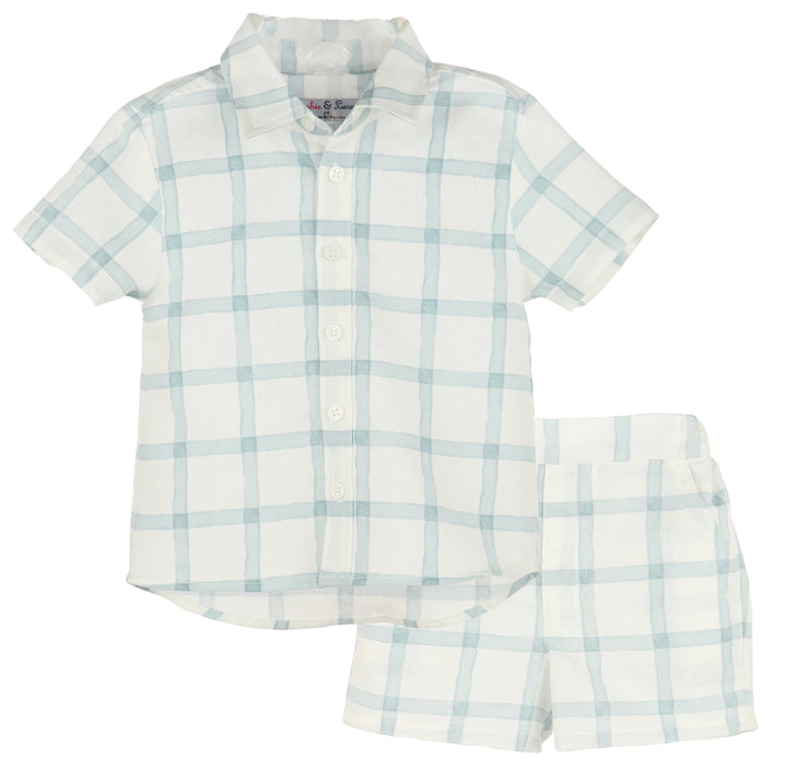 WaterColor Boy Short Set- Blue