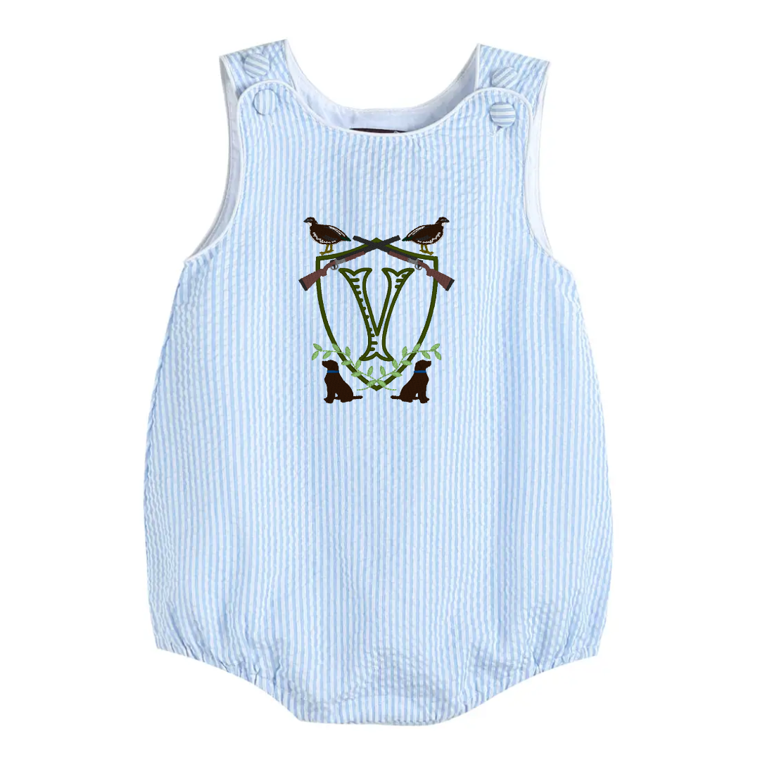 Kali Hansley, Classic Light Blue Seersucker Bubble Romper 6/12M