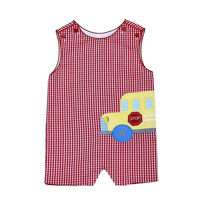 School Bus Shortall - Red Medium Check