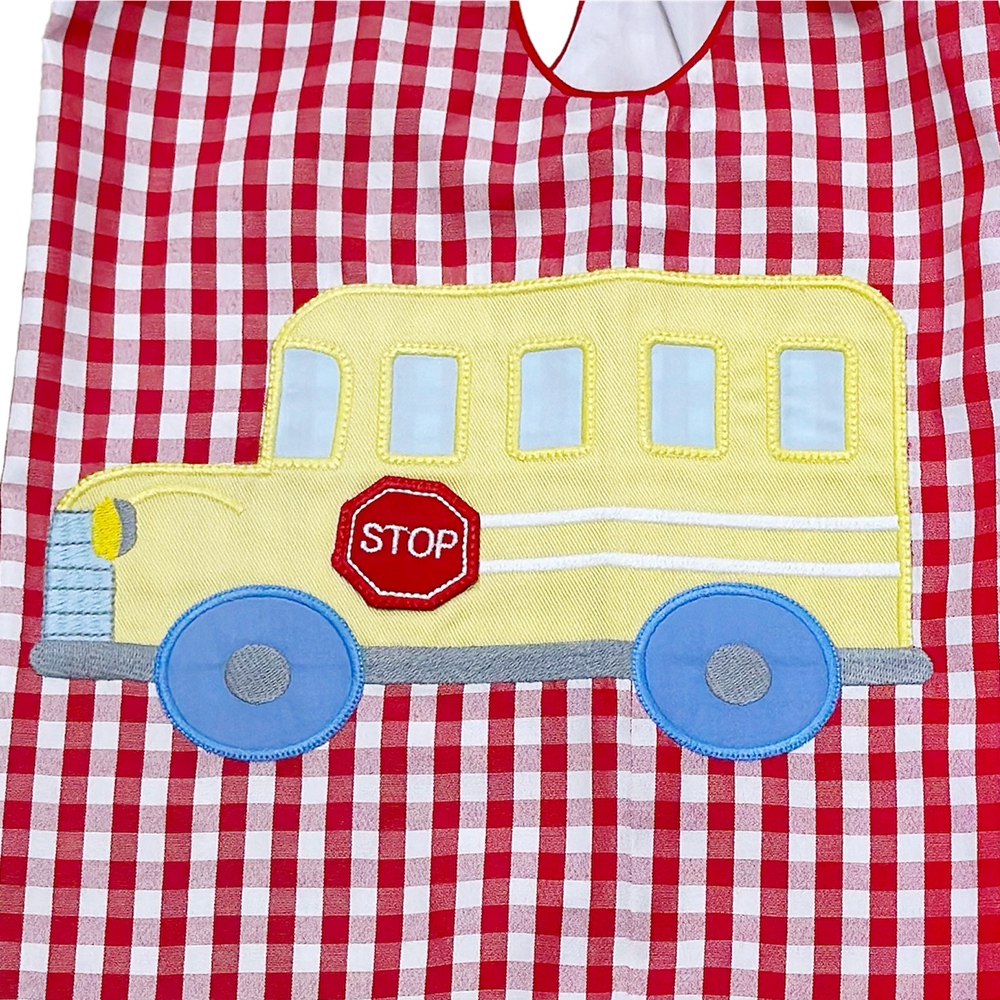 School Bus Shortall - Red Medium Check