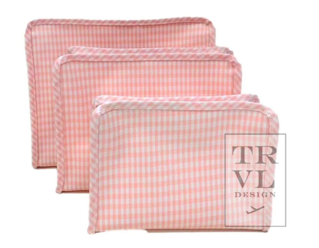 Medium Roadie Zip Pouch - Gingham Taffy