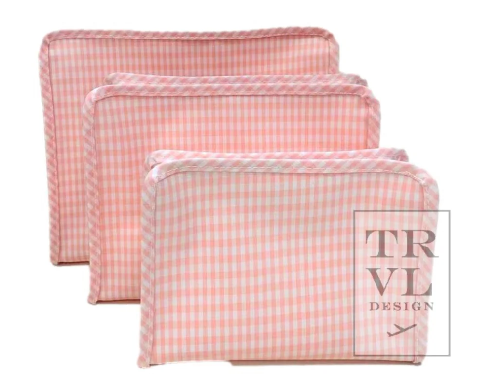 Small Roadie Zip Pouch - Gingham Taffy