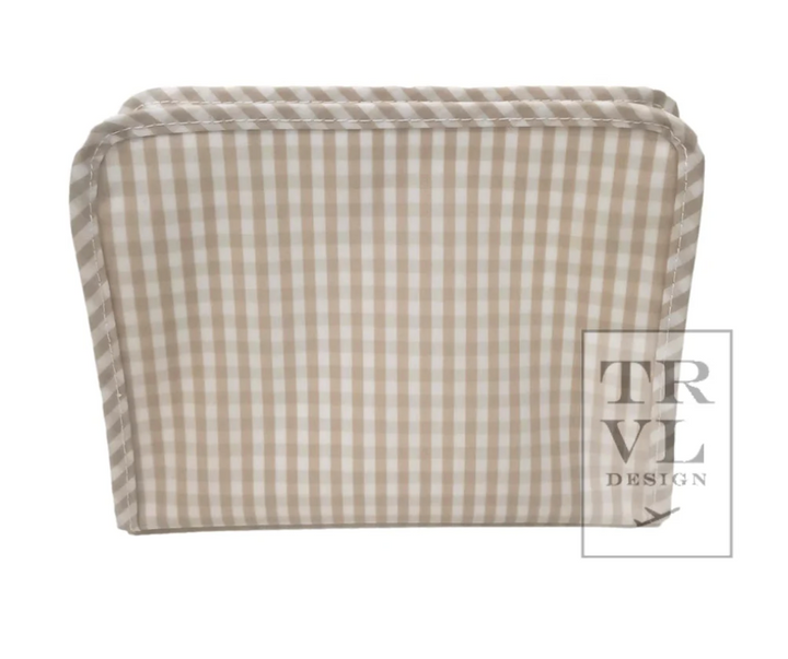 Medium Roadie Zip Pouch - Gingham Khaki