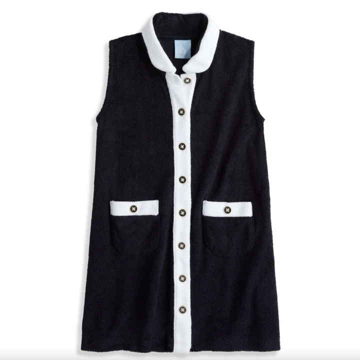 Terry Worth Shift Dress - Navy with White