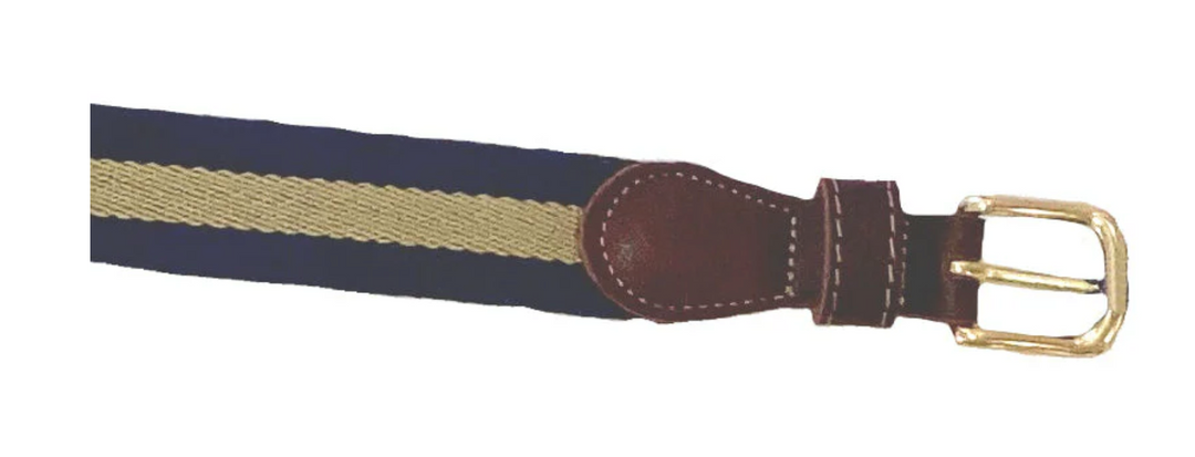 Plain Surcingle Belt with Tab- Navy/Khaki/Navy