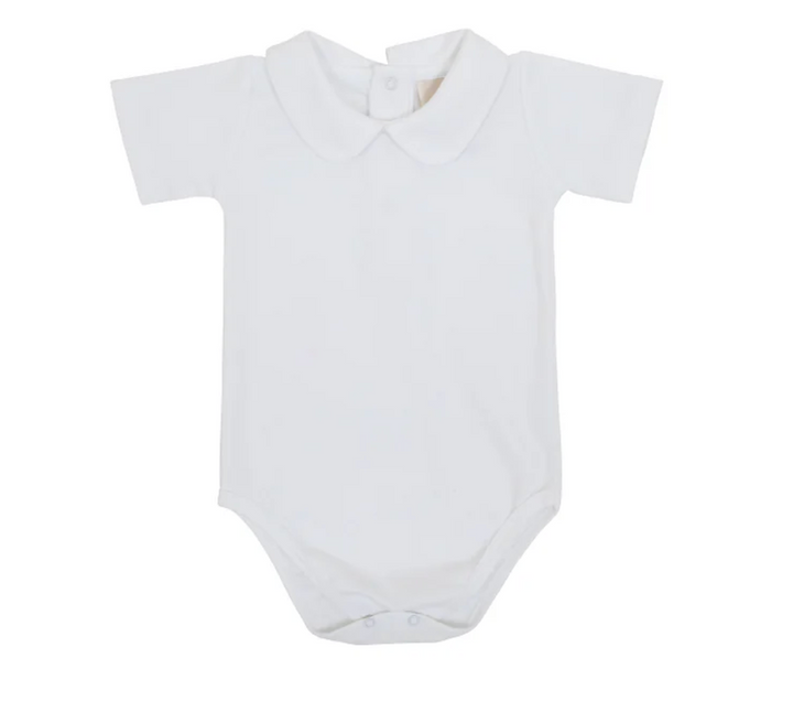 Peter Pan Collar Shirt & Onesie (Short Sleeve Pima)- Worth Avenue White