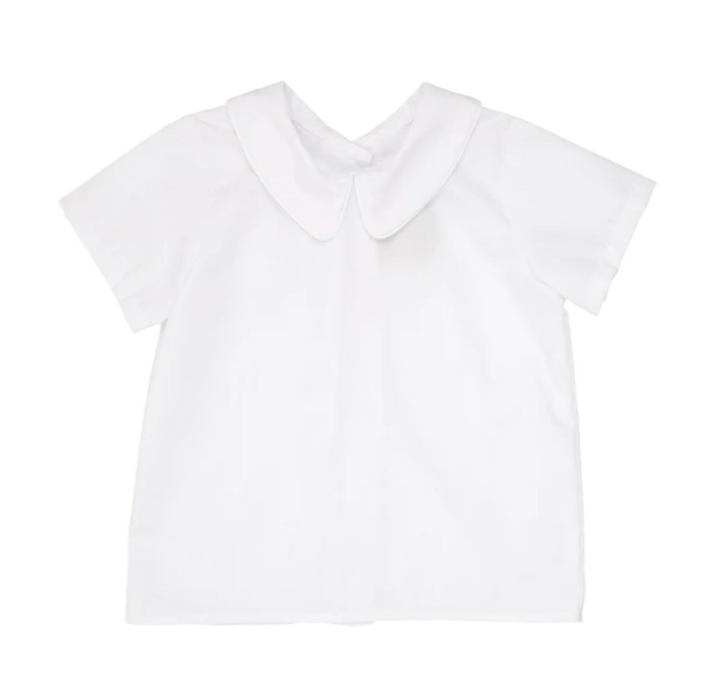 Peter Pan Collar Shirt & Onesie (Short Sleeve Woven)- Worth Avenue White