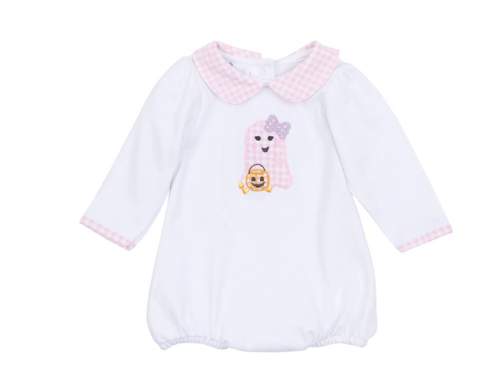 Boo Crew! Applique Ruffle L/S Bubble- Pink