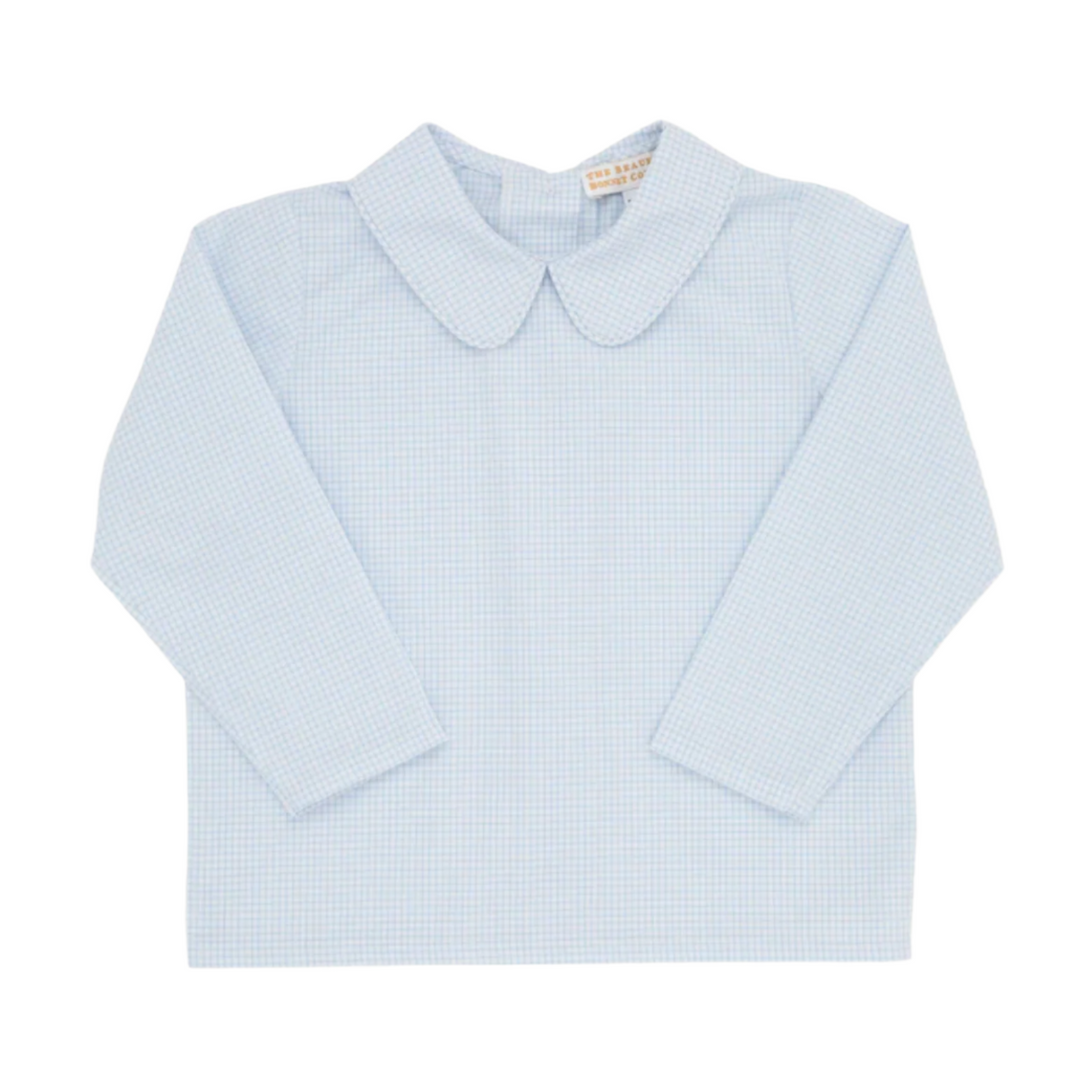 Peter Pan Collar Shirt- Barrington Blue Mini Windowpane
