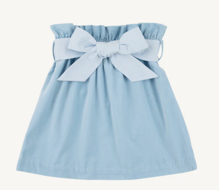 Beasley Bow Skirt (Velveteen)- Barrington Blue with Barrington Blue Windowpane