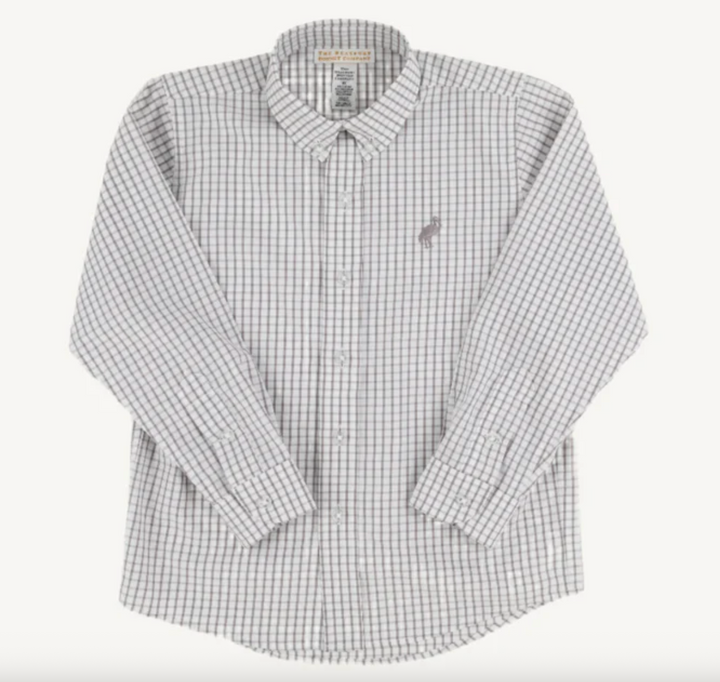 Dean's List Dress Shirt- Grantley Gray Windowpane with Grantley Gray Stork