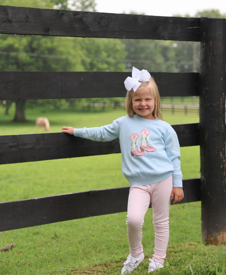 Isabelle's Intarsia Sweater- Buckhead Blue with Boot Intarsia