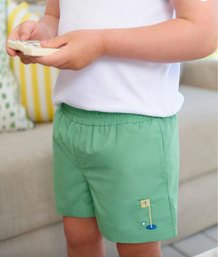 Sheffield Shorts- Gibson Island Green with Golf Embroidery