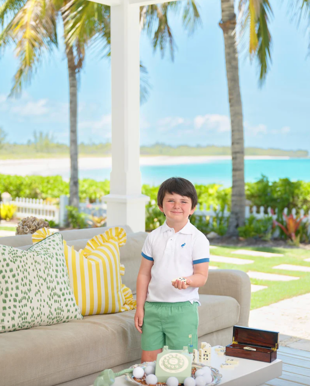 Sheffield Shorts- Gibson Island Green with Golf Embroidery