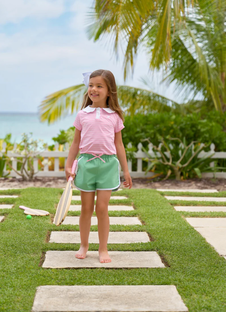 Prepletic Preppy Polo- Pier Party Pink Stripe with Worth Avenue White