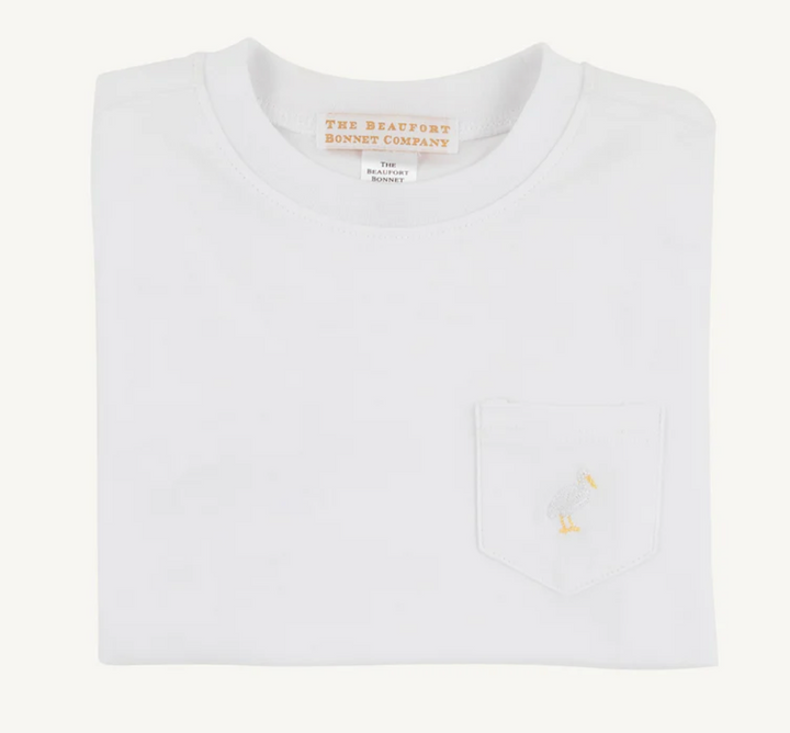 Carter Crewneck- Worth Avenue White with Multicolor Stork